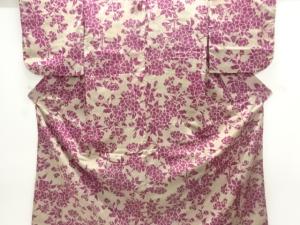 アンティーク　草花模様織出し銘仙着物